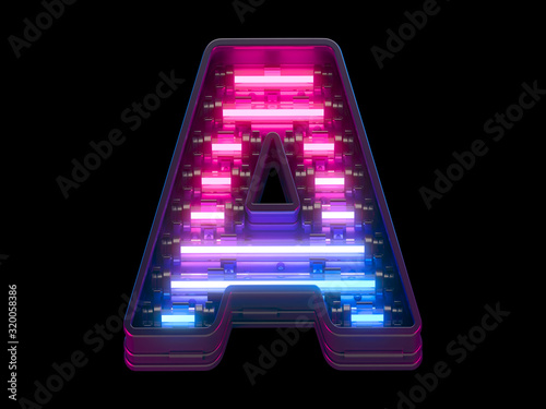 Futuristic font with ultra neon lights. © Vrender