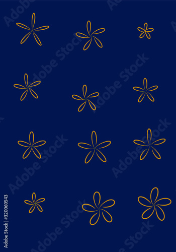 Card pattern with flower. Wedding navy blue and gold concept. Floral poster, invite. Illustration decorative greeting card or invitation design background.