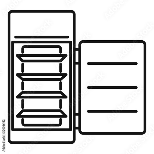 Kitchen fridge icon. Outline kitchen fridge vector icon for web design isolated on white background