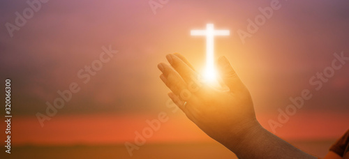 Human hands open palm up worship. Eucharist Therapy Bless God Helping Repent Catholic Easter Lent Mind Pray. Christian Religion concept background. fighting and victory for god