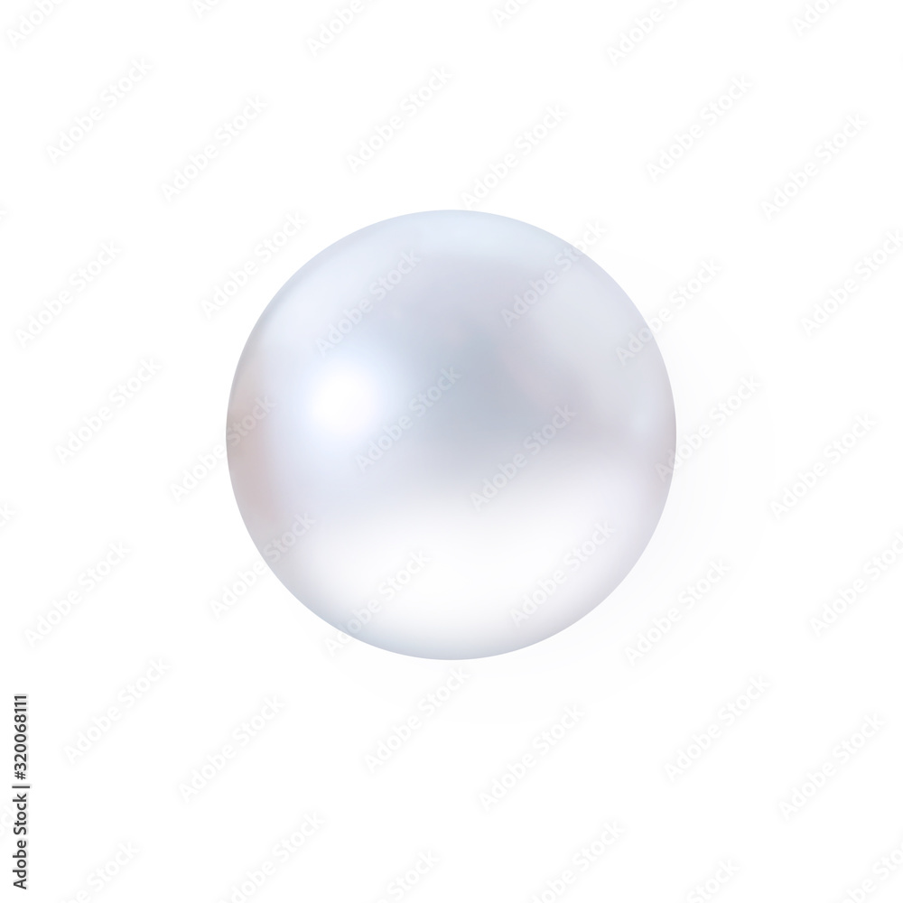 Realistic white pearl with shadow isolated on white background Realistic white pearl with shadow isolated on white background