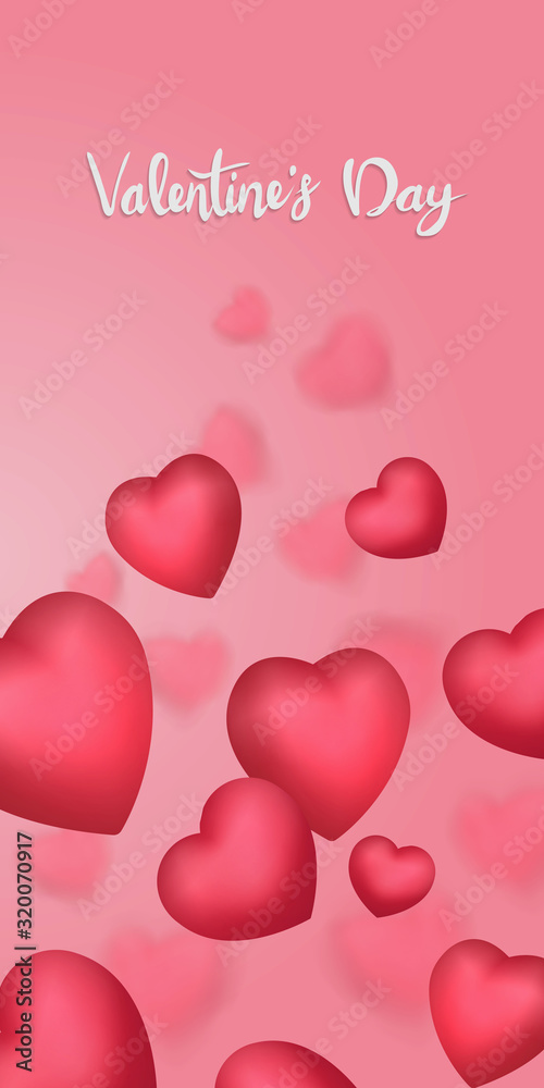 Happy saint valentine's day, 14th February, 3d red hearts blur efect design romantic love day Celebration card vector illustration transparent background	