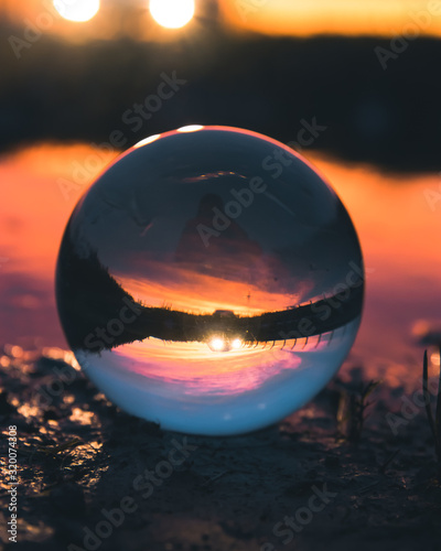 A Car Coming Towards In The Lens Ball