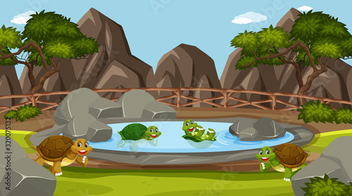 Scene with wild animals in the zoo at day time
