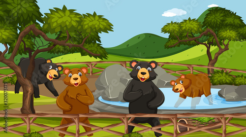 Scene with wild animals in the zoo at day time