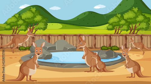 Scene with wild animals in the zoo at day time