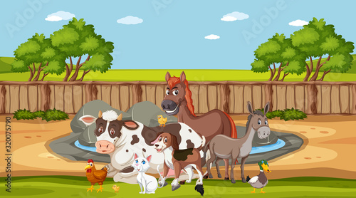 Scene with wild animals in the zoo at day time