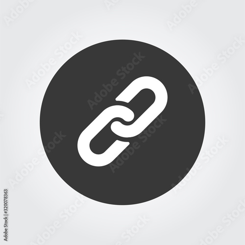 Link icon in circle. Chain logo. Vector illustration on white background. Connection. Reference. Vector illustration.