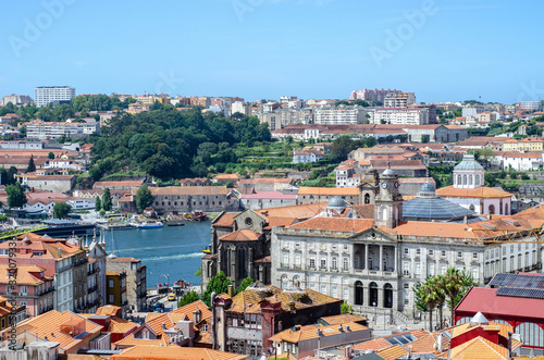 Old buildings in Porto city Portugal. Red roofs of historic area