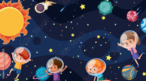 Border template with space theme in background