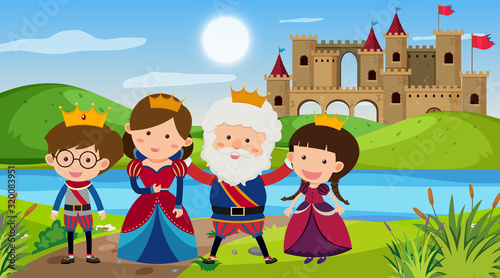 Scene with king and queen at the palace