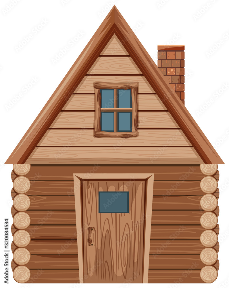 Wooden house with one window and one door Wooden house with one window and one door