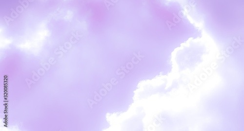 Purple gray sky with white clouds, beautiful nature