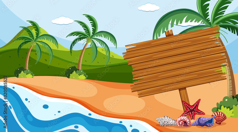Obraz premium Wooden sign on the beach