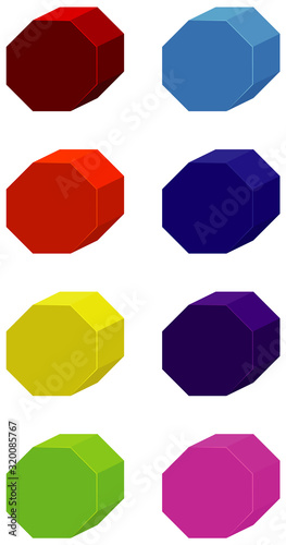 Set of hexagons in many colors