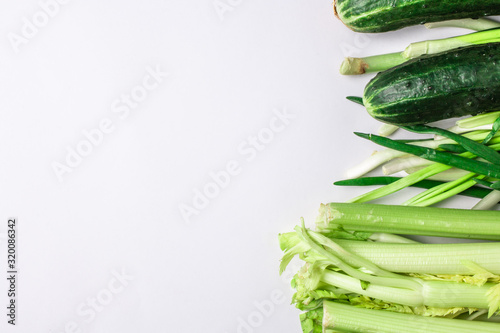 Celery, cucumbers and green onions
