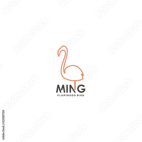 line art flamingo bird logo design