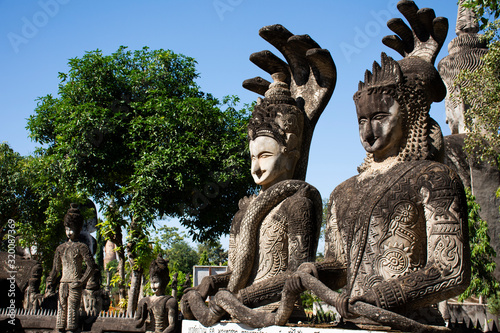 Sala Kaew Ku or Sala Keoku fantastic concrete sculpture park quirky or just plain bizarre inspired by Buddhism for thai people visit travel and respect praying at Nongkhai city in Nong Khai, Thailand