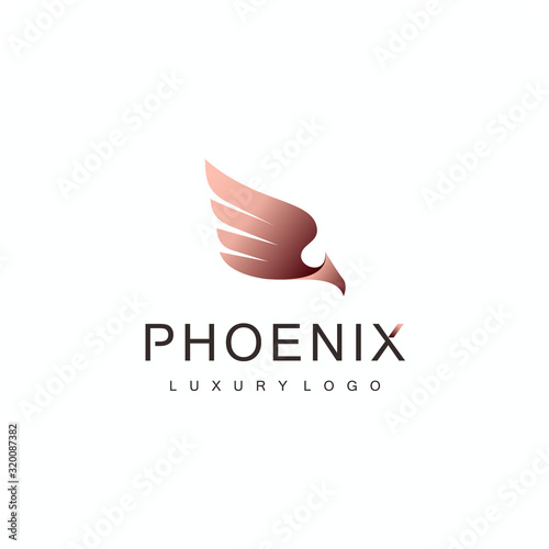 Luxury phoenix bird logo vector