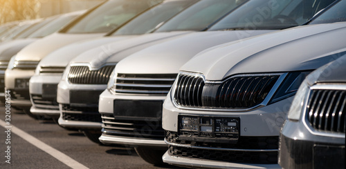 Cars in a row. Used car sales 