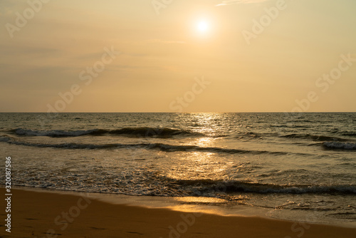 Sunset Indian ocean sand beach view  Sri Lanka