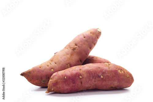 japanese sweet potatoes on white background