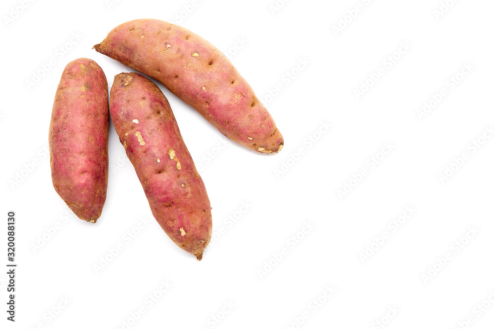 japanese sweet potatoes on white background japanese sweet potatoes on white background