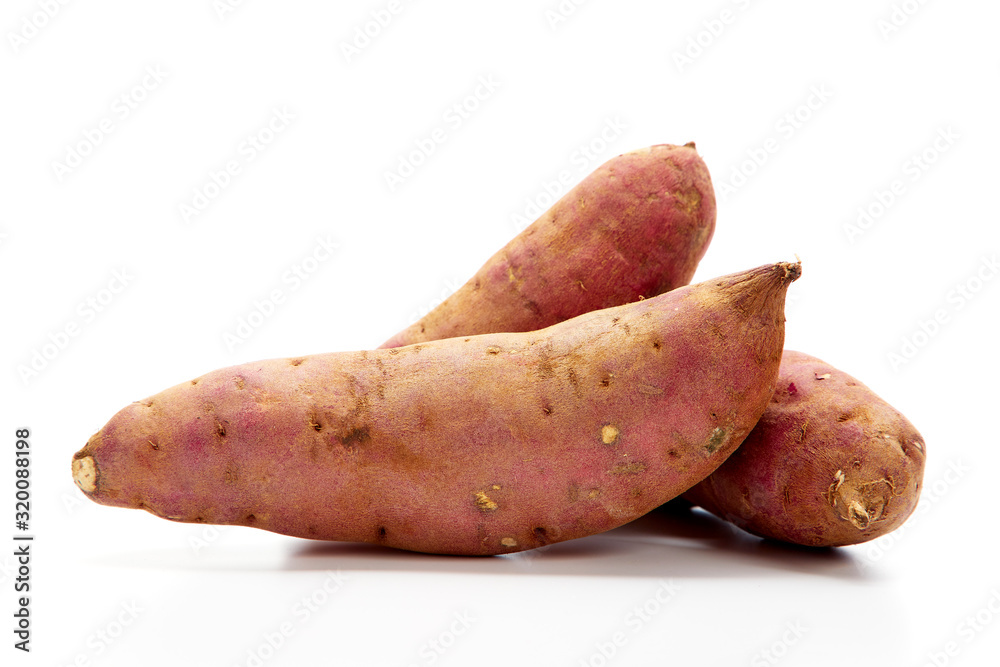 japanese sweet potatoes on white background japanese sweet potatoes on white background