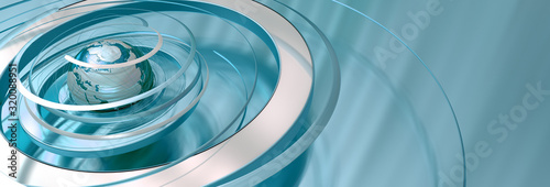 World orbit blue and silver