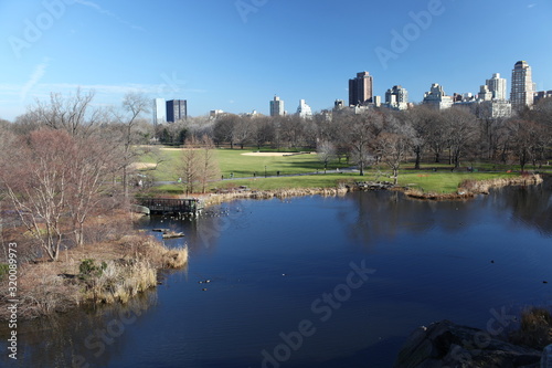NYC Central Park lake in fall