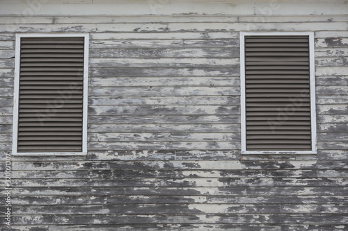 weathered exterior wood planks and windows
