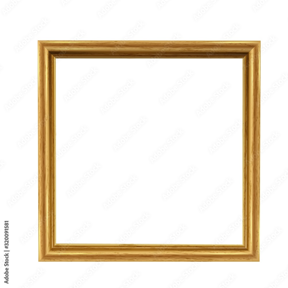 Golden picture square frame on a white background. Vintage beautiful frame for photos, paintings. Golden picture square frame on a white background. Vintage beautiful frame for photos, paintings.
