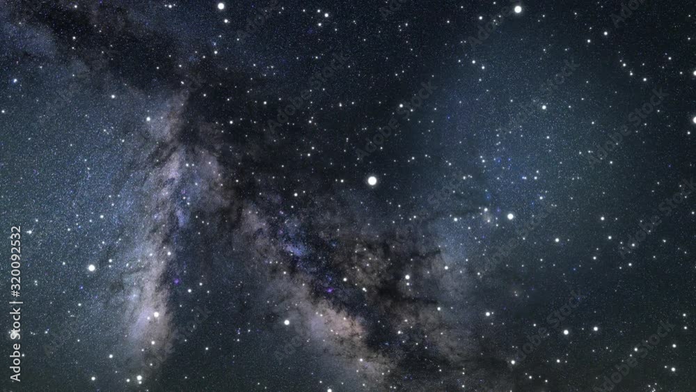 Space Nebula blue background. Night starry sky, milky way in beautiful  night horizon. The stars are everywhere around. Neon Lights star sky space background.