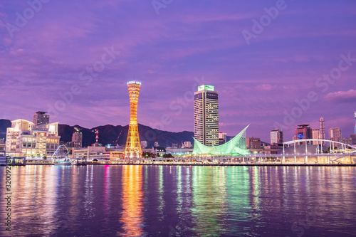 Beautiful of the Kobe Port Tower, landmark and popular for tourists attractions in the Central district. Kobe, Hyogo Prefecture, Japan, 24 November 2019