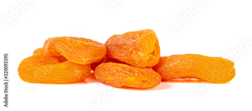 Dried apricots isolated on white background. Healthy food.