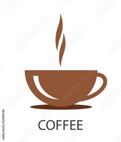 Coffee cup logo design. Flat vector illustration on isolated background