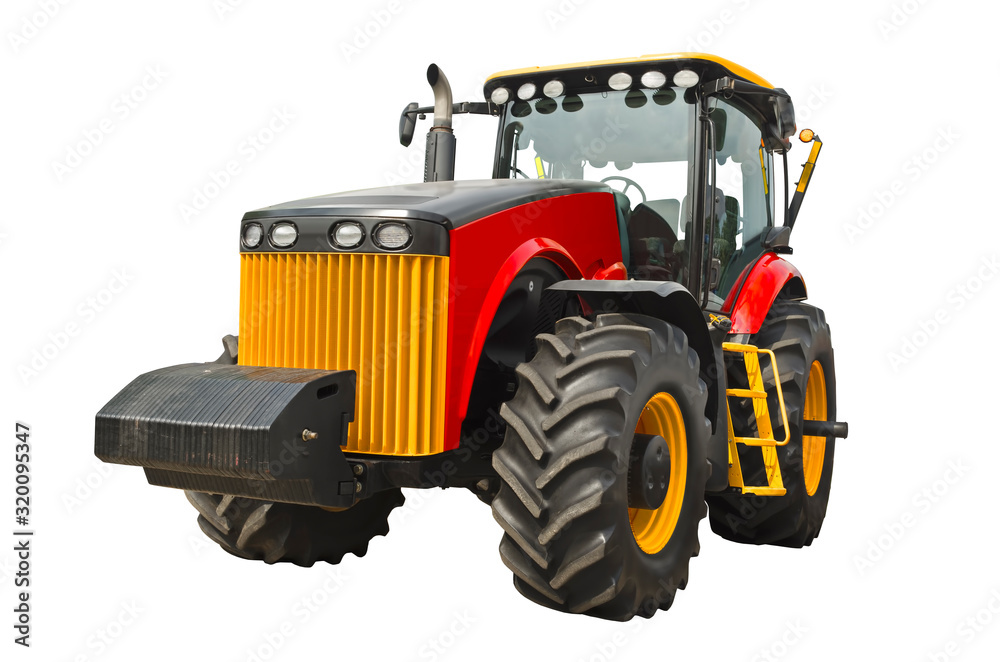 Obraz premium Modern agricultural tractor isolated on a white background