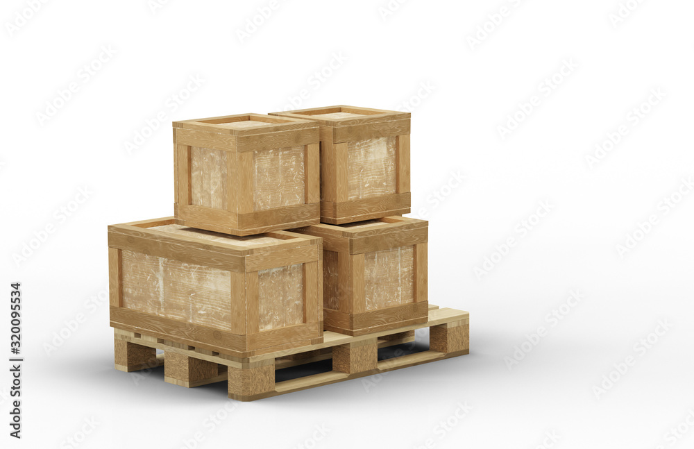 Different size of transport box straight stacked on a wood pallet Different size of transport box straight stacked on a wood pallet