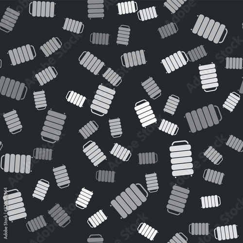 Grey Heating radiator icon isolated seamless pattern on black background. Vector Illustration