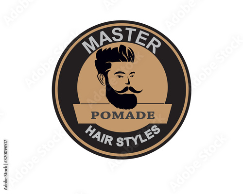 POMADE LOGO HAIRSTYLE AND HANDSOME