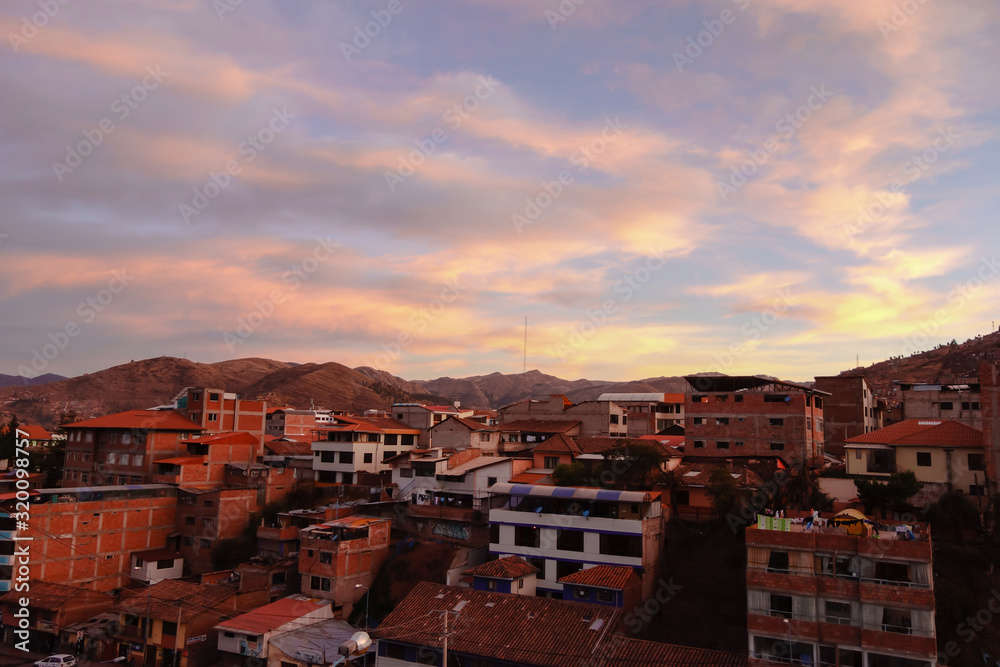 cityscape of Cusco/Peru, at sunset