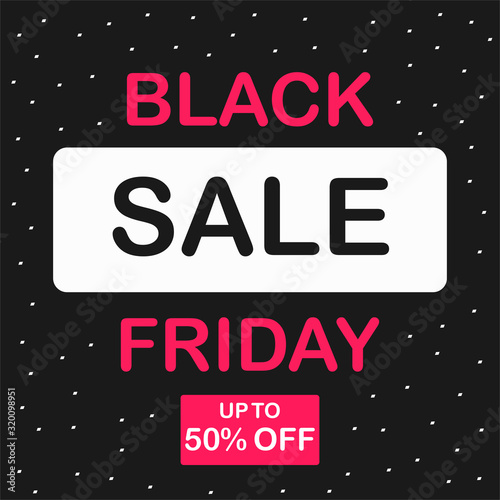 Black friday sale template design. Vector illustration with crimson,  dark and white letters on black background