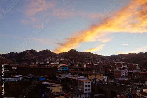 cityscape of Cusco/Peru, at sunset