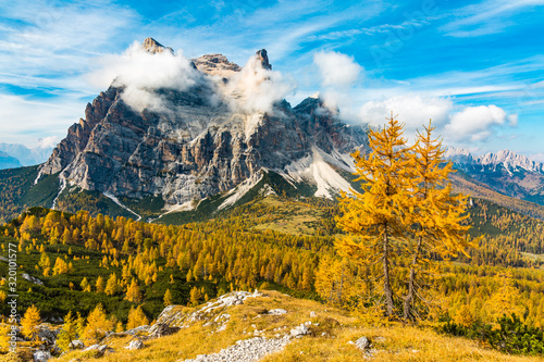 Autumn landscape with majestic Monte Pelmo, Dolomites (IT) photo