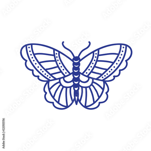 butterfly doodle icon, traditional tattoo illustration