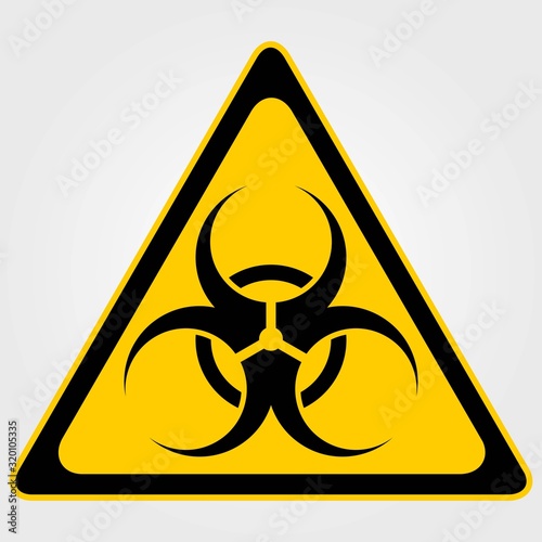 Biohazard black yellow triangle sign. Vector illustration.