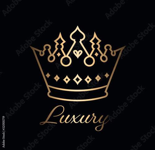 Gold shiny luxury crown vector template
