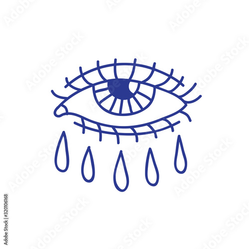 crying eye doodle icon, traditional tattoo illustration