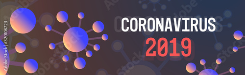 Coronavirus danger public health risk disease epidemic MERS-CoV flu spreading floating influenza virus cells wuhan 2019-nCoV bacteria icon horizontal vector illustration