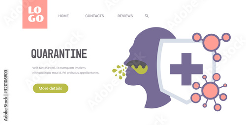 epidemic MERS-CoV symptoms floating influenza human nasal sinus with shield virus protection concept wuhan coronavirus 2019-nCoV pandemic medical health risk horizontal copy space vector illustration